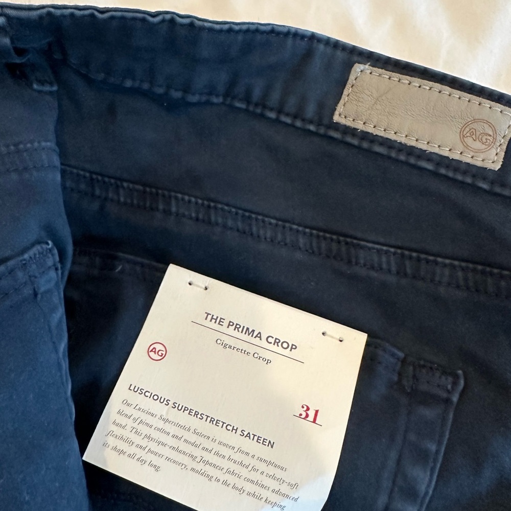 NWT AG Prima Crop Cigarette Crop super stretch sateen